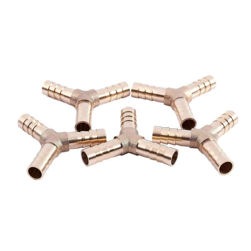 5pcs 8mm 3 Ways Y-piece Brass Air Gas Hose Barb Tube Coupler