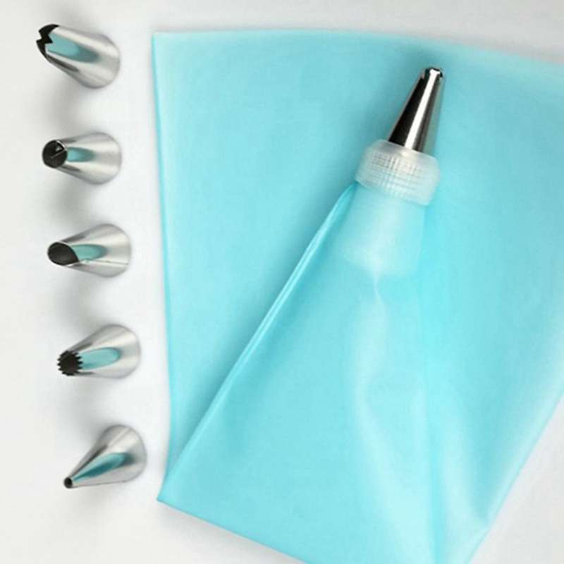 Baking Tools for Beginners Cake Nozzles Coupler and Pastry Bag-blue