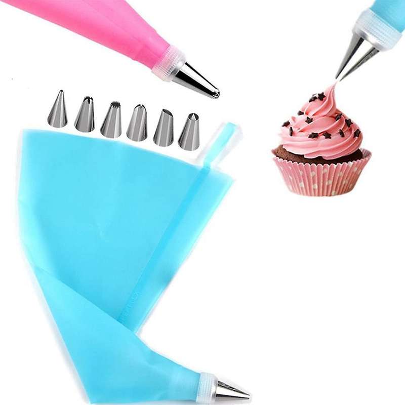 Baking Tools for Beginners Cake Nozzles Coupler and Pastry Bag-blue