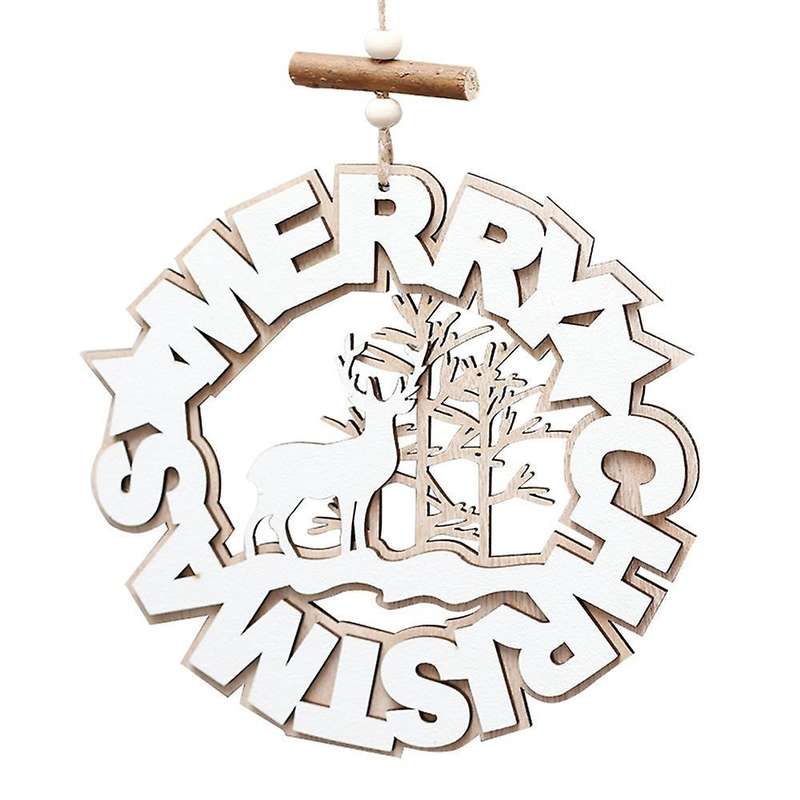 Wooden Elk Hollow Pattern Ornaments Christmas Tree Home Decoration