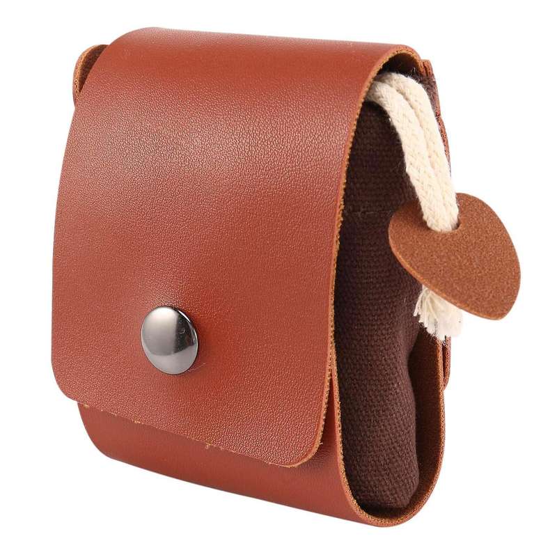Collapsible Canvas Foraging Pouch Pu Leather Belt Pouch(brown)