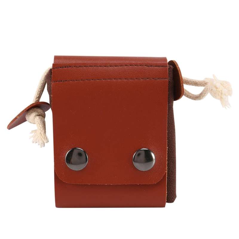 Collapsible Canvas Foraging Pouch Pu Leather Belt Pouch(brown)