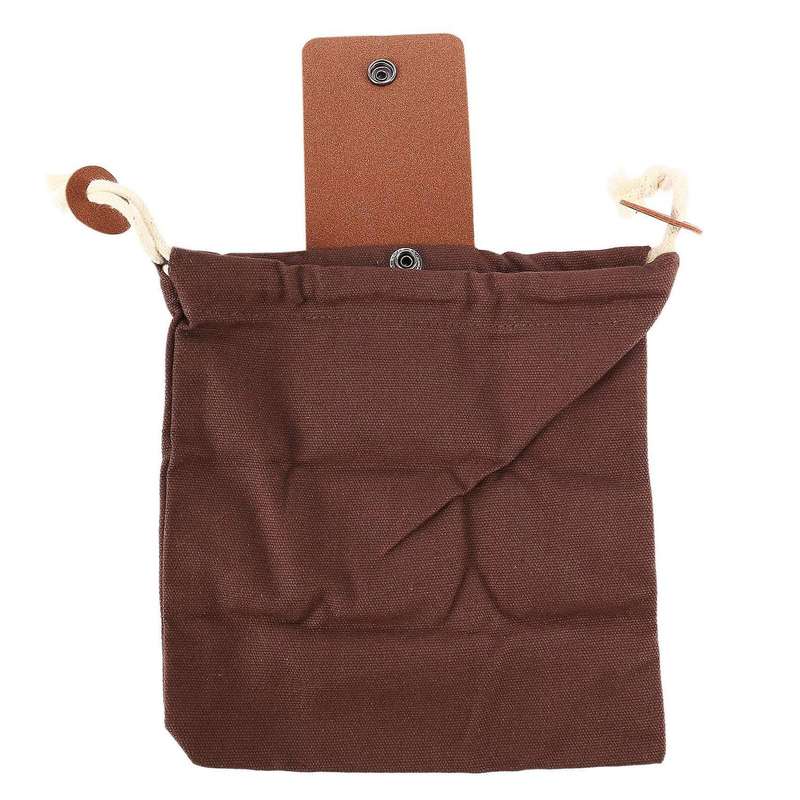 Collapsible Canvas Foraging Pouch Pu Leather Belt Pouch(brown)
