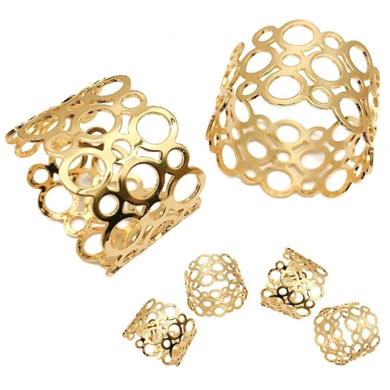 6-piece Metal Napkin Holder, Party Hollow Round Design Napkin Ring