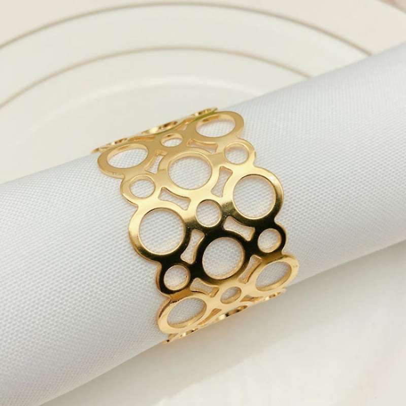 6-piece Metal Napkin Holder, Party Hollow Round Design Napkin Ring