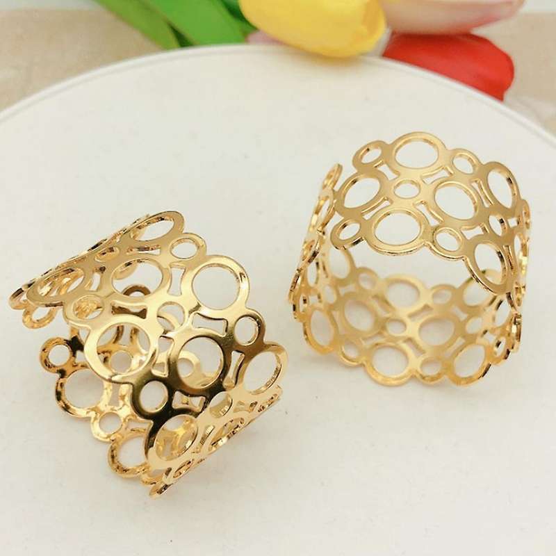 6-piece Metal Napkin Holder, Party Hollow Round Design Napkin Ring