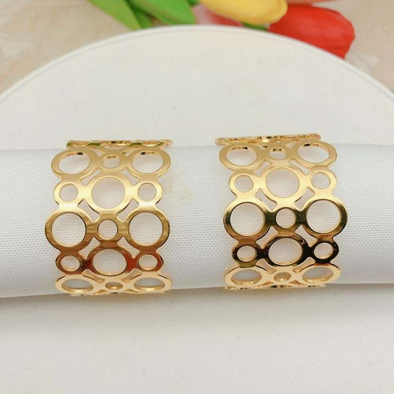 6-piece Metal Napkin Holder, Party Hollow Round Design Napkin Ring