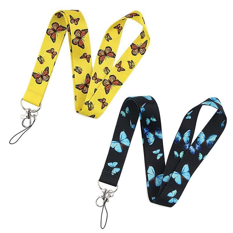 2pcs Monarch Butterfly Mobile Phone Lanyard U Disk Camera Tag Lanyard