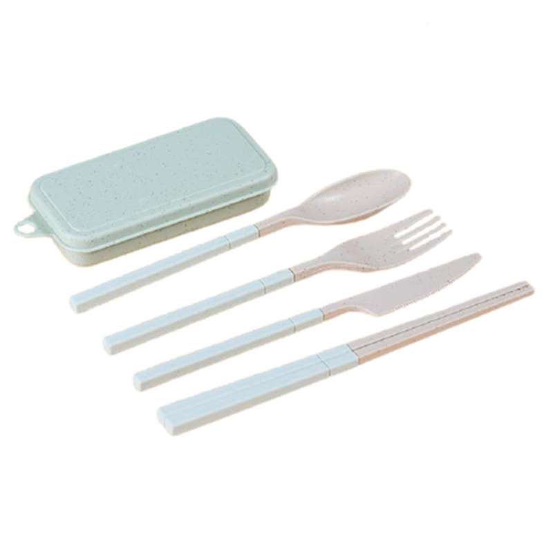Combination Portable Outdoor Travel Tableware Student Set Green