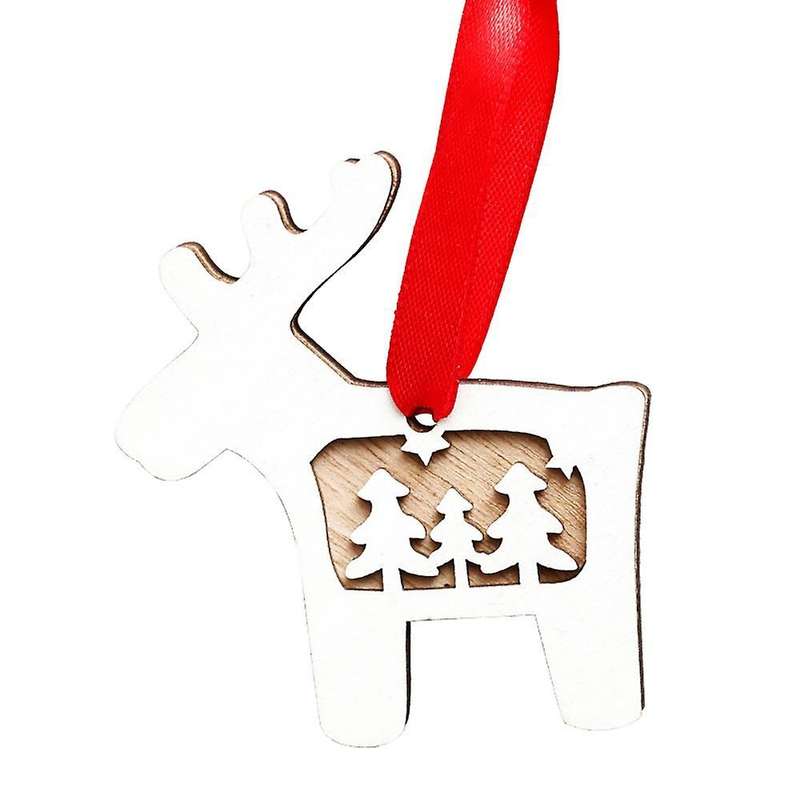 Christmas Pendant, Wooden Christmas Elk Pattern Ornaments