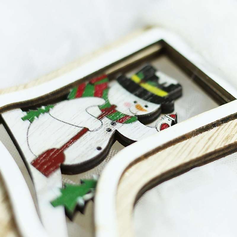 Sock Shape Christmas Pendant with Lanyard Wood Snowman Pattern