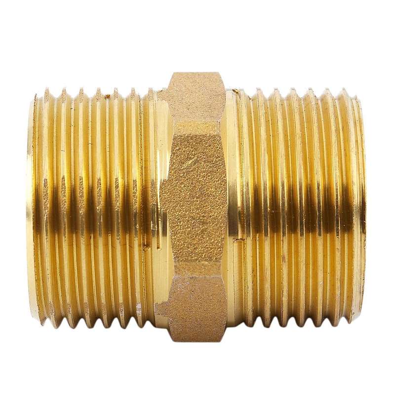 Brass 3/4" Pt to 3/4" Pt Male Thread Hex Nipple Piping Quick Coupler