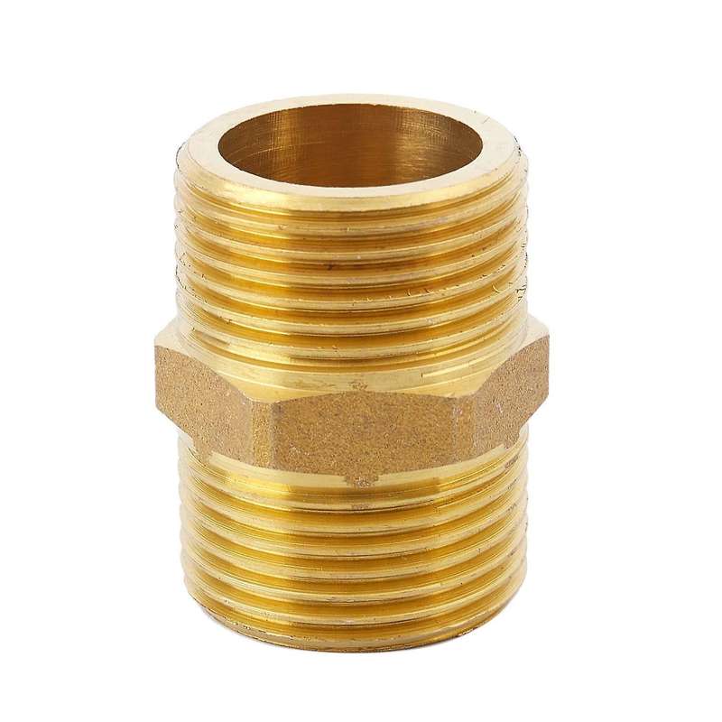Brass 3/4" Pt to 3/4" Pt Male Thread Hex Nipple Piping Quick Coupler