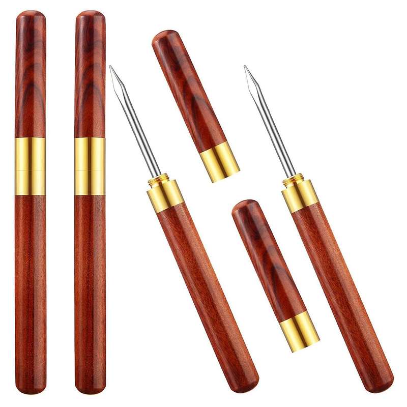 4pcs 6.1 Inch Stainless Steel Ice Pick Wooden Handle Ice Pick