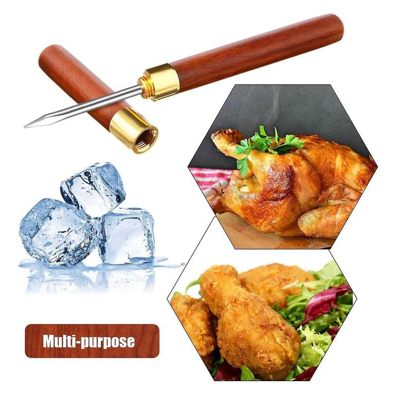 4pcs 6.1 Inch Stainless Steel Ice Pick Wooden Handle Ice Pick