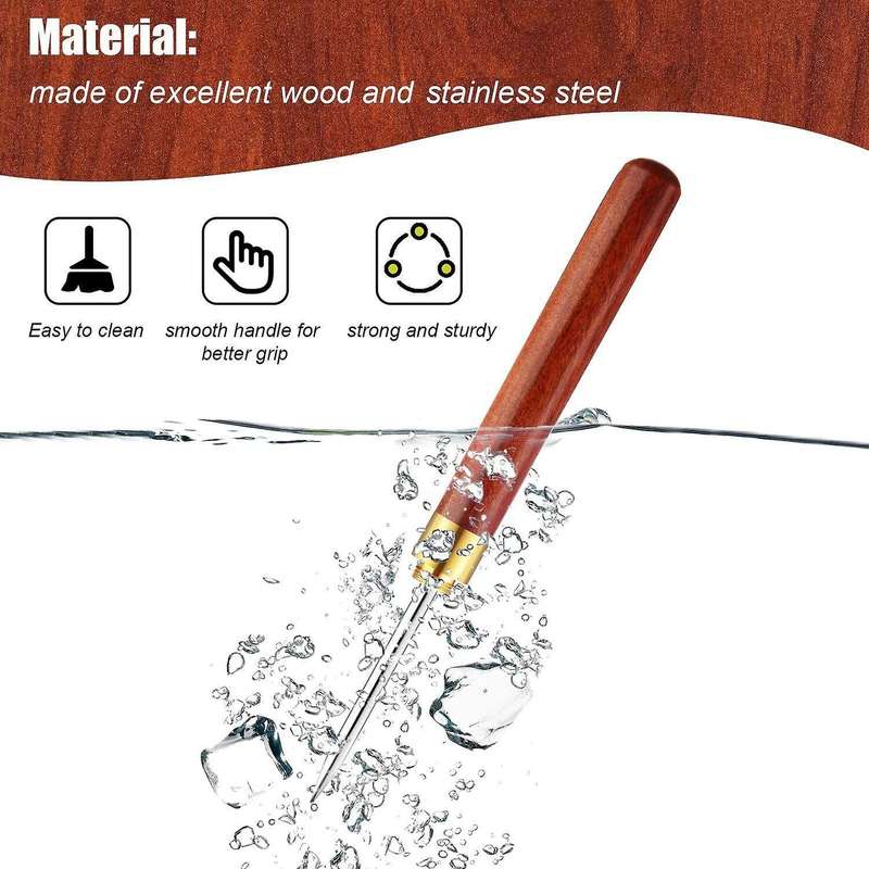 4pcs 6.1 Inch Stainless Steel Ice Pick Wooden Handle Ice Pick
