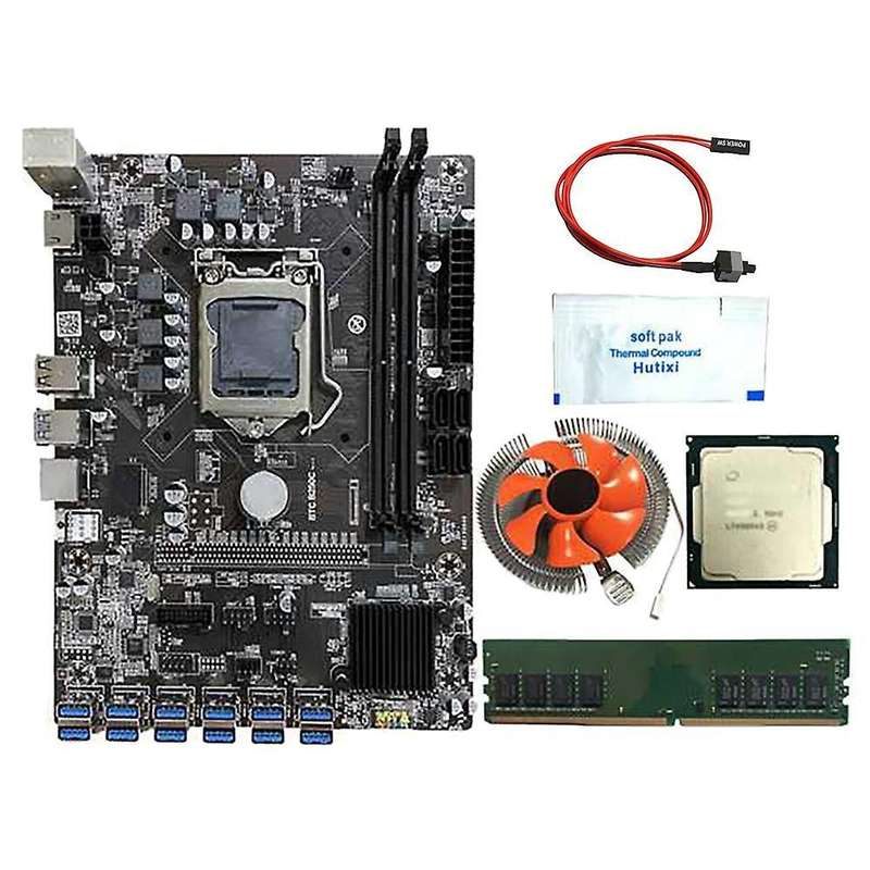 Motherboard with G3930/g3900 Cpu+8g Ddr4 Ram+fan+switch Cable