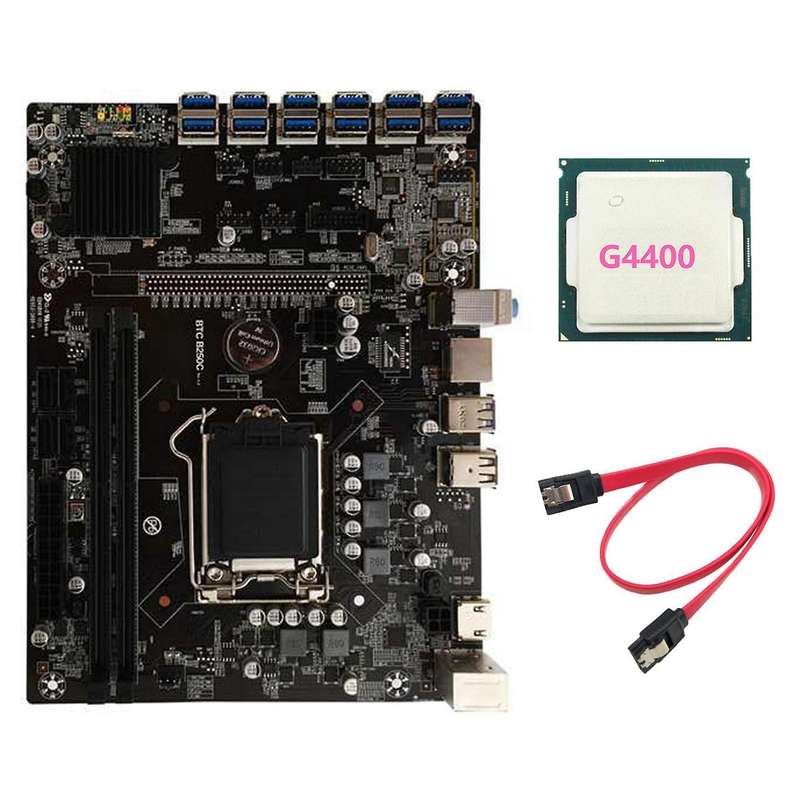 B250c Btc Mining Motherboard with G4400 Cpu+sata Cable Lga1151