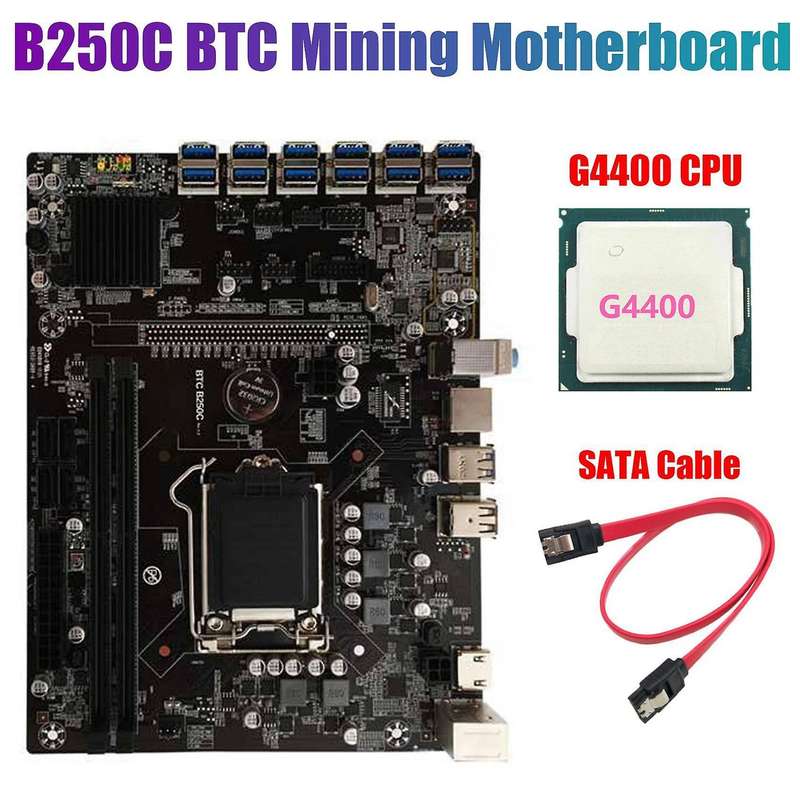 B250c Btc Mining Motherboard with G4400 Cpu+sata Cable Lga1151
