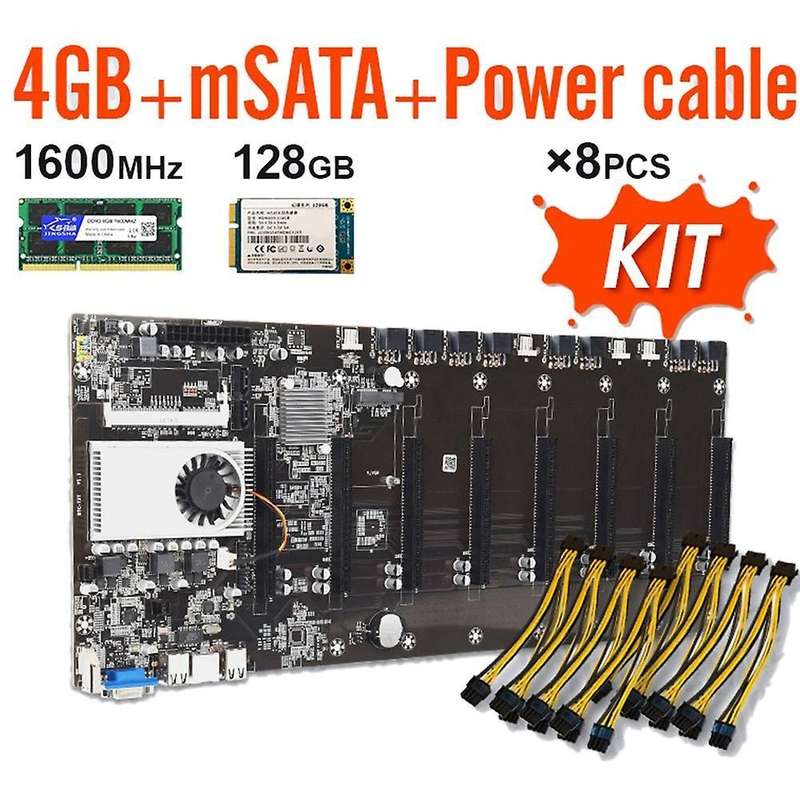 Motherboard 8 Gpu Bitcoin Crypto Ethereum Mining Set with 4gb Ddr3