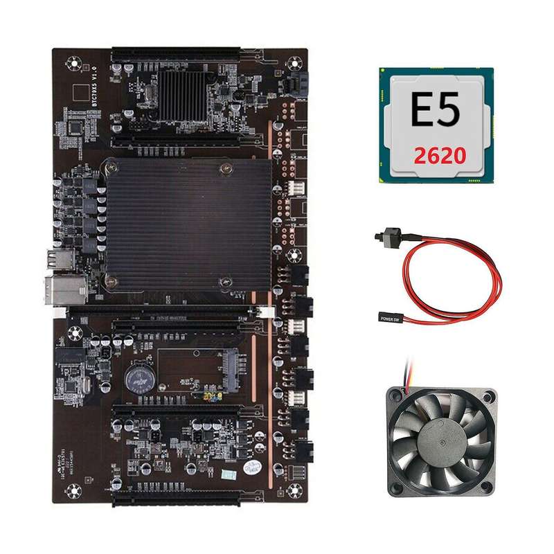 Btcx79 H61 Mining Motherboard with E5 2620 Cpu+fan+switch Cable Ddr3