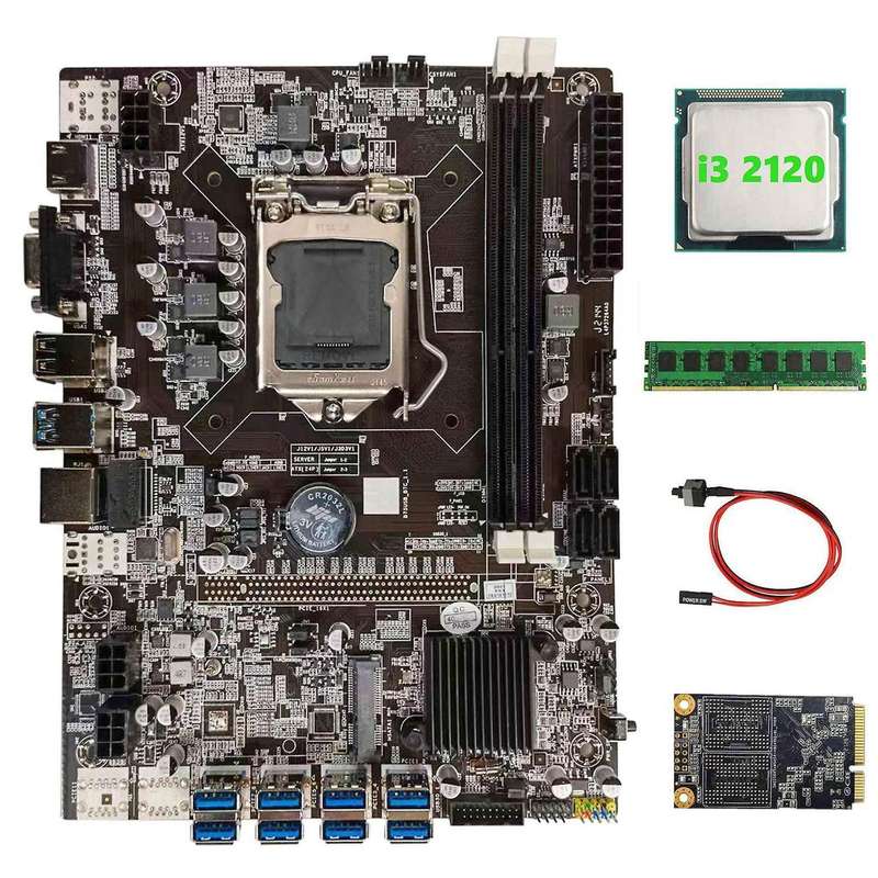 B75 Motherboard+i3 2120 Cpu+ddr3 4gb Ram+128g Msata Ssd+switch Cable