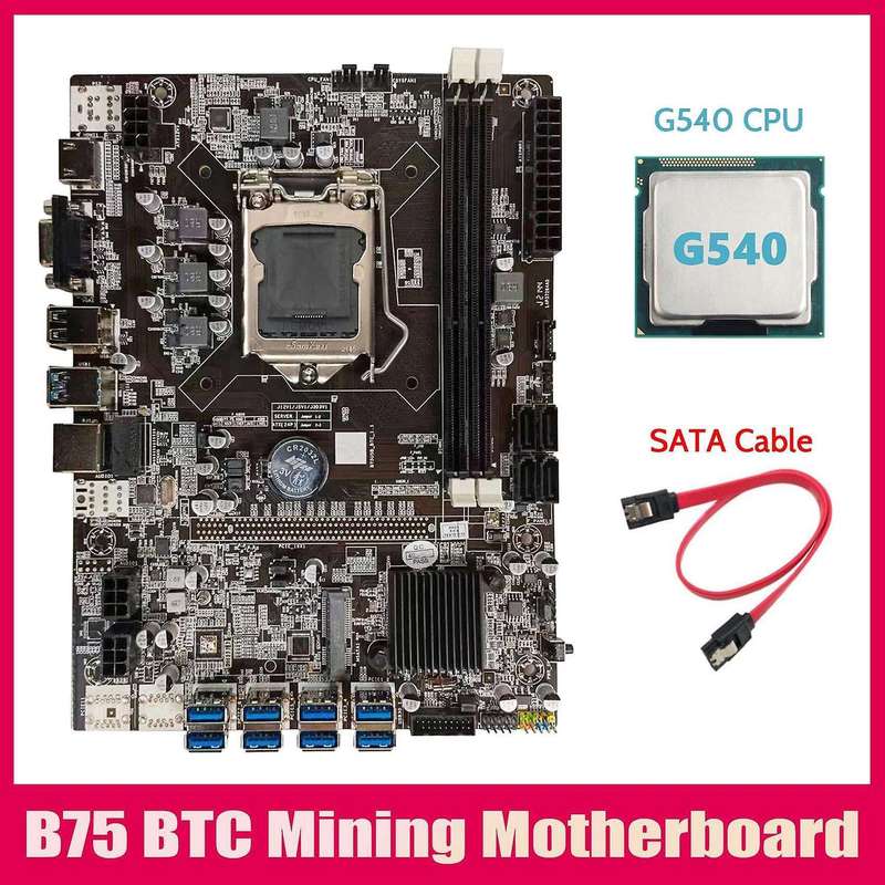 B75 Btc Mining Motherboard+g540 Cpu+sata Cable Usb Miner Motherboard