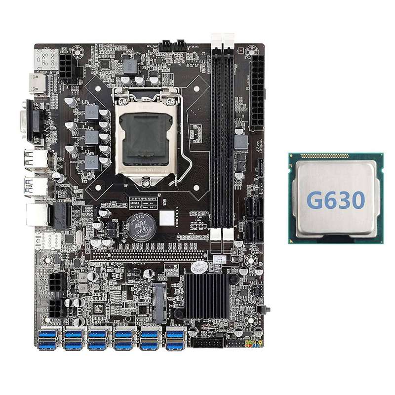 B75 Eth Mining Motherboard 12 Pcie to Usb with G630 Cpu Motherboard