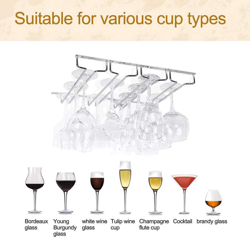 5x Under Cabinet Stemware Wine Glass Holder Rack 2.17 Inch Deep
