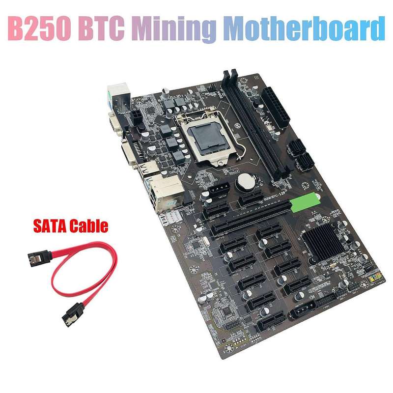 B250 Btc Mining Motherboard with Sata Cable 12xgraphics Card Slot
