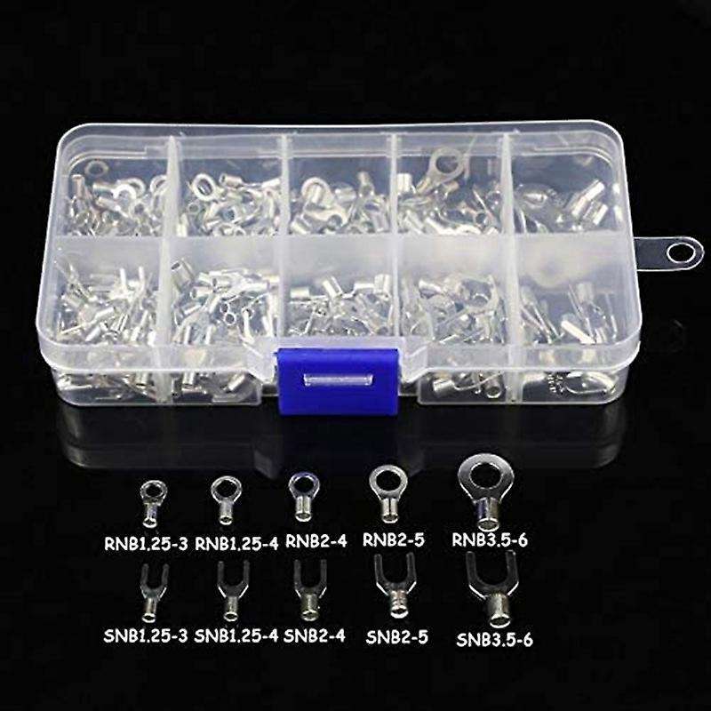 320pcs 10 In 1 Terminals Non-insulated Ring Fork U-type Brass Kit