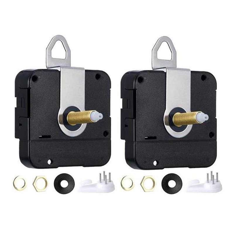 2pc Long Shaft Non-ticking Quartz Diy Wall Clock Decor Timepiece 22mm