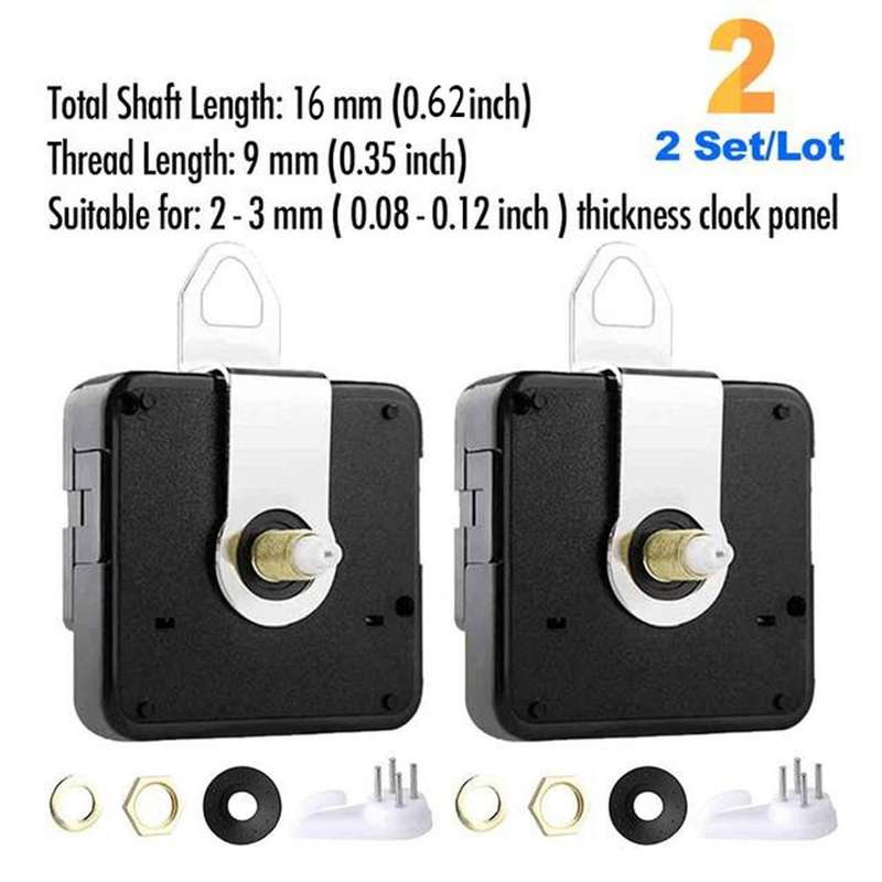 2pcs Silent Diy Quartz Wall Clock for Repair Parts Home Decor 16mm