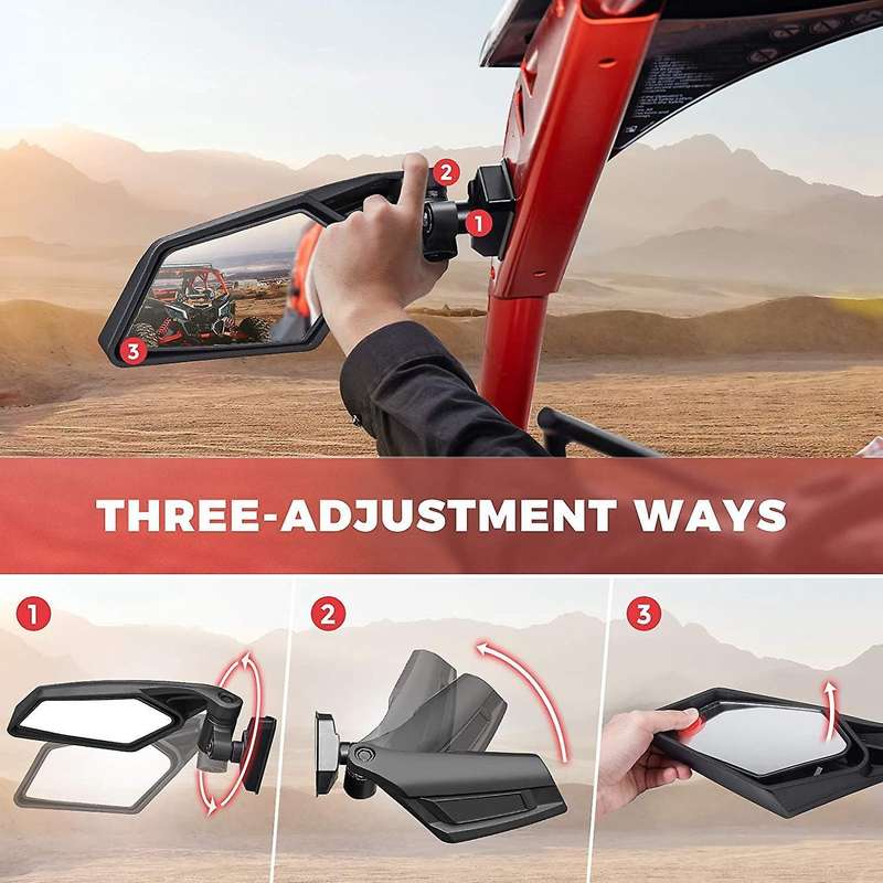 Utv Side Mirrors Adjustable for Can Am Maverick X3 Suzuki King Quad