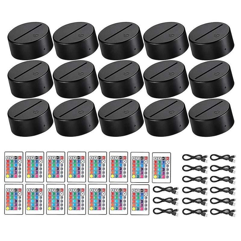 15 Sets 3d Night Led Light Remote Control Usb Light Base for Acrylic