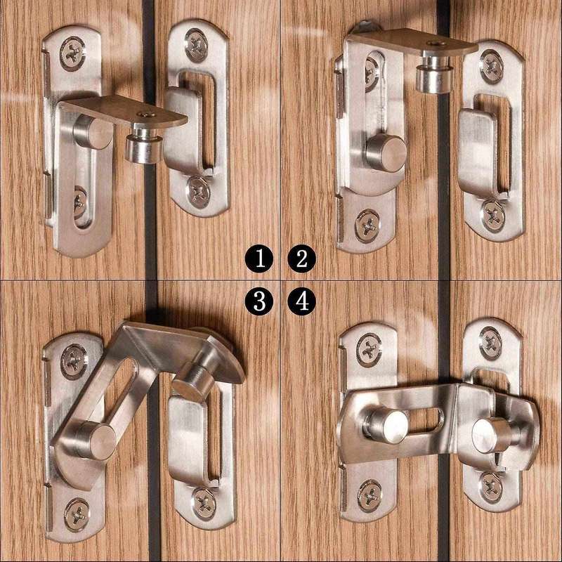2 Pcs Right Angle Door Hasp Bending Latch Buckle for Doors and Window