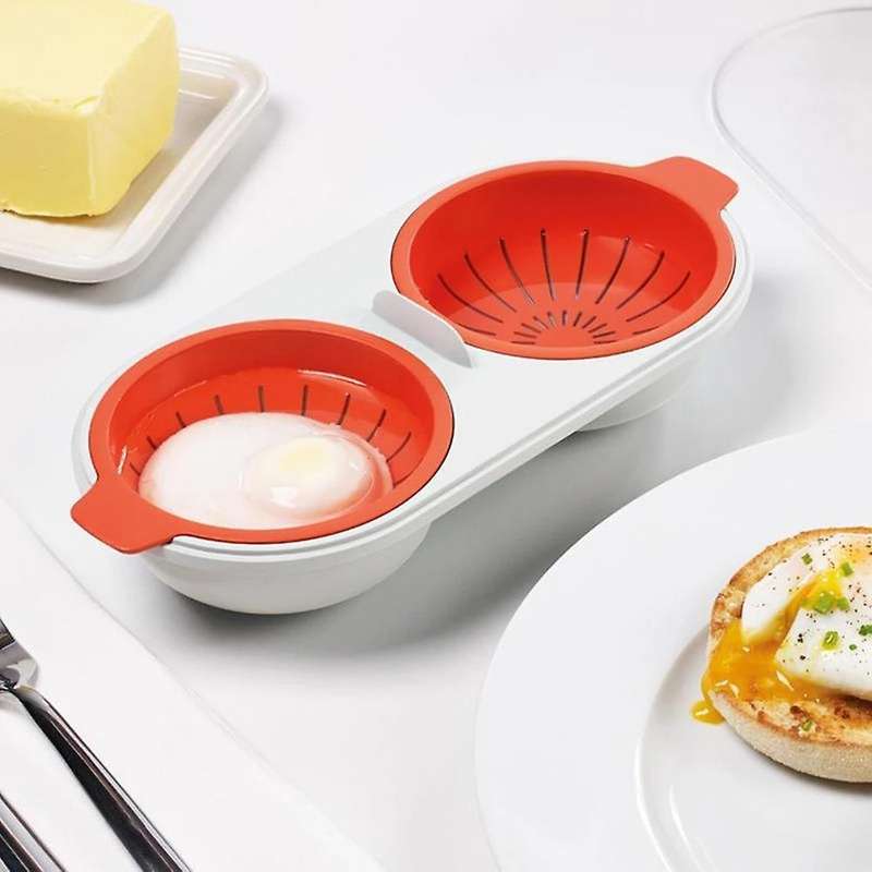 Draining Egg Boiler Set Double Layer Microwave Egg Poacher Breakfast