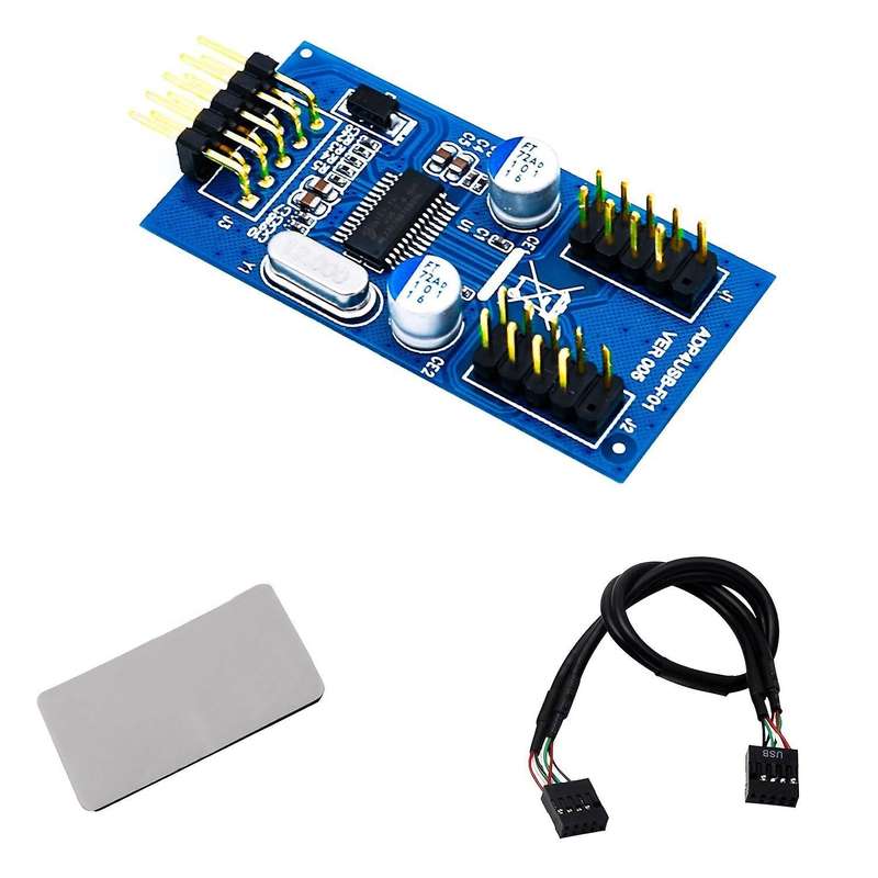9pin Usb Header Male 1 to 2 Female Usb Hub Extension Card for Desktop