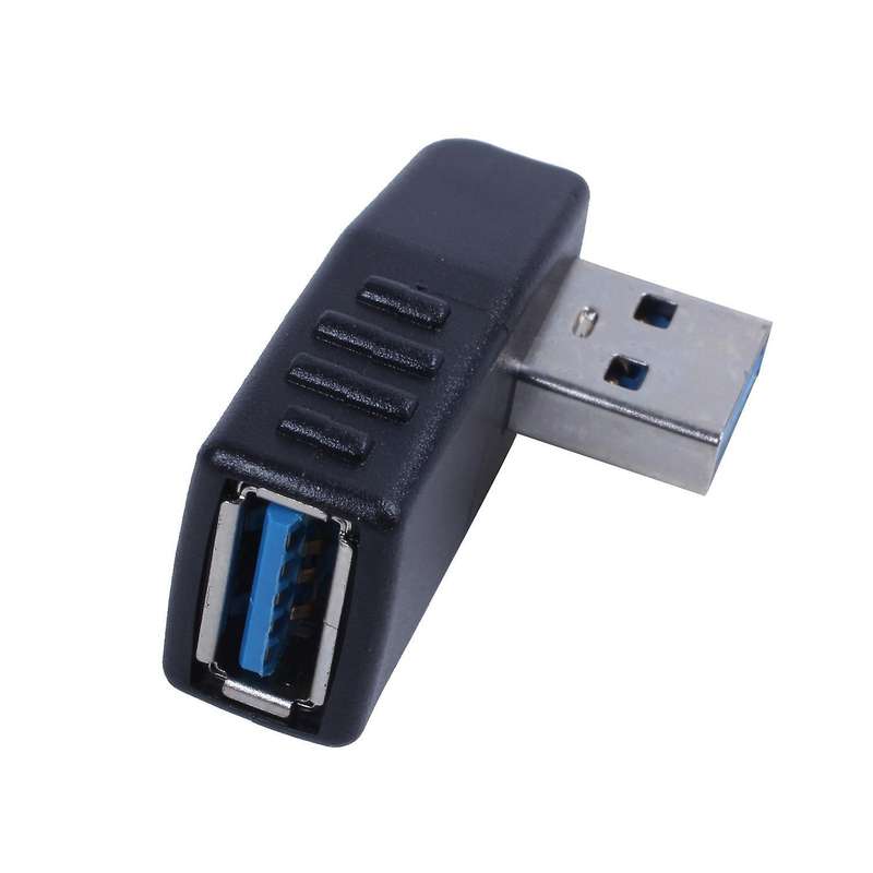 Right Angle Usb 3.0 A Male to Female M/f Plug Adapter Connector Black
