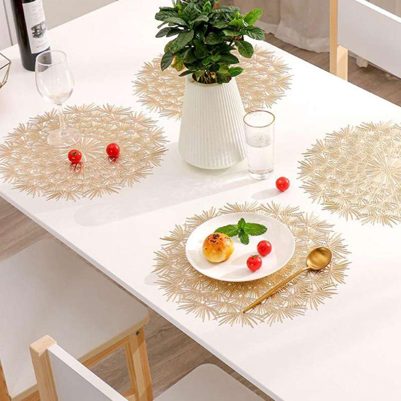 Pvc Bronzing Hollow Non-slip Kitchen Placemat Insulation Pad Gold