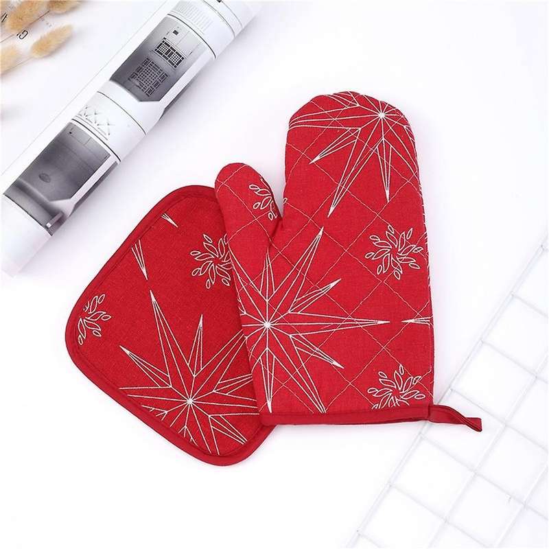 Baking Anti-hot Gloves Hot Oven Mitts Pad for Home Xmas (green)