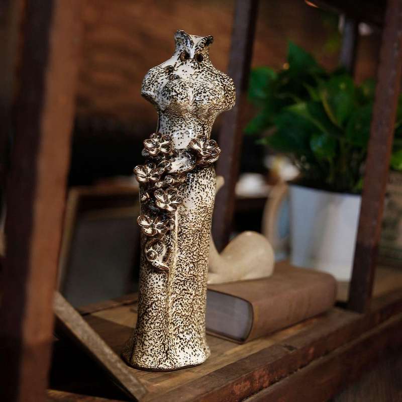 1pcs Cheongsam Dress Flower Pot Ceramic Vase Home Garden Decor A