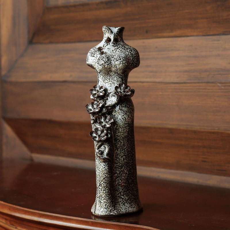 1pcs Cheongsam Dress Flower Pot Ceramic Vase Home Garden Decor A