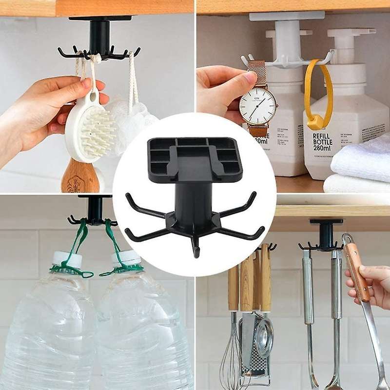 2pcs Multifunctional Hook Rack 360degree Rotating Hook Rack Gray