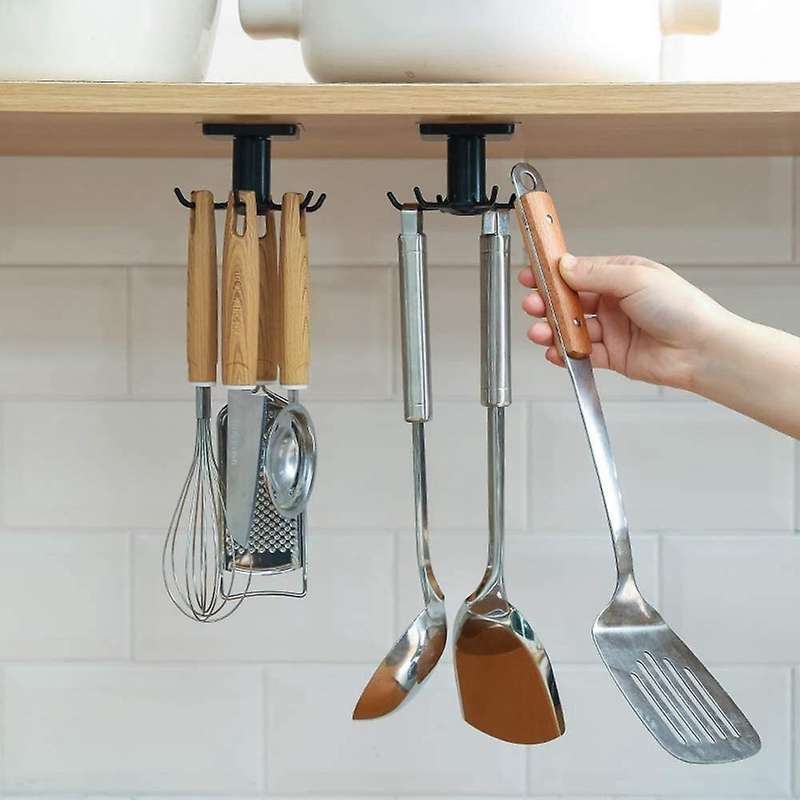 2pcs Multifunctional Hook Rack 360degree Rotating Hook Rack Gray
