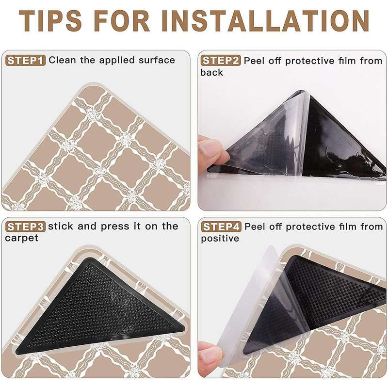 8pc Rug Gripper with 8pcs Auxiliary Stickers Double Sided