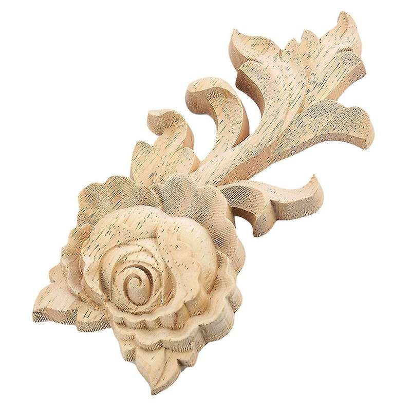 1pc 15*6.5cm Wood Carved Corner Onlay Applique Door Cabinet Rose