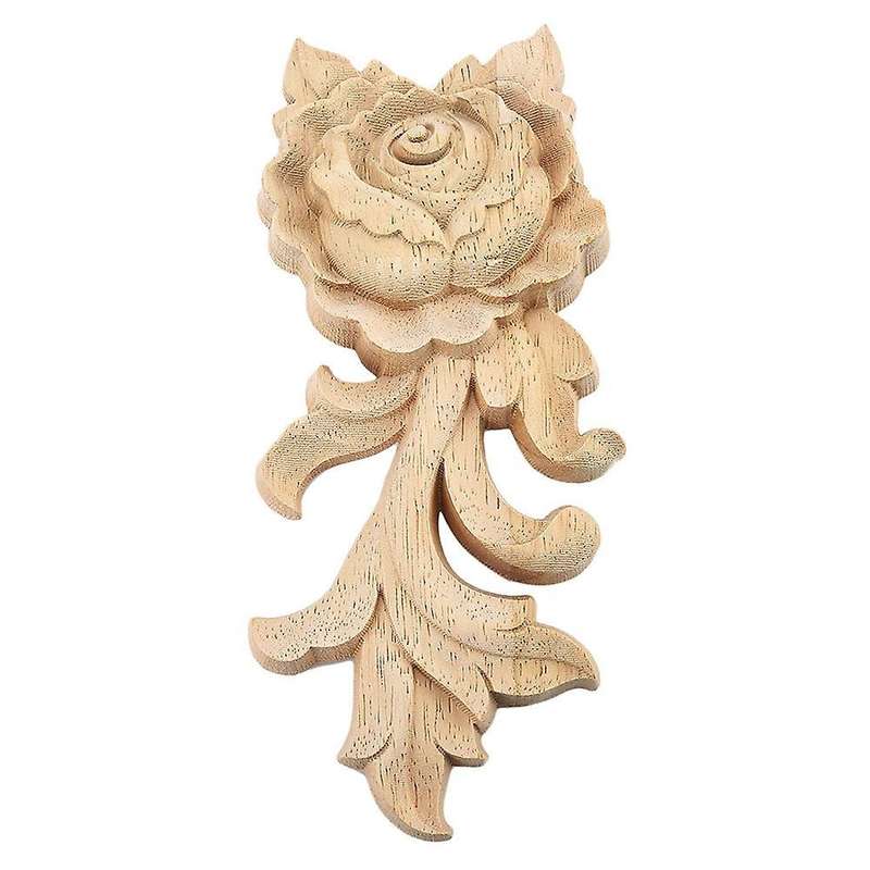 1pc 15*6.5cm Wood Carved Corner Onlay Applique Door Cabinet Rose
