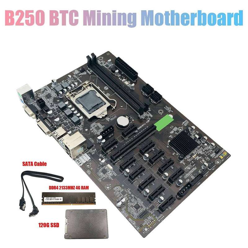 B250 Btc Mining Motherboard with 120g Ssd+ddr4 4gb 2133mhz Ram+sata