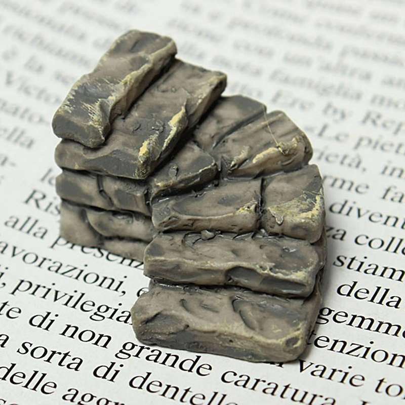 Miniature Resin Curved Bridge Stair Garden  Pot Plant Craft Gray